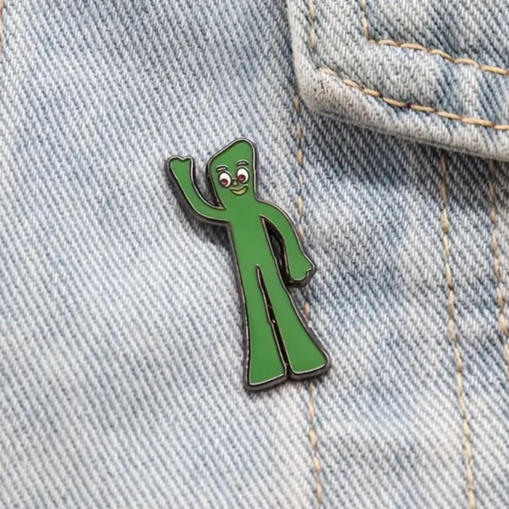 Gumby Metal Enamel Pin, Gumby is A Green Clay Animation